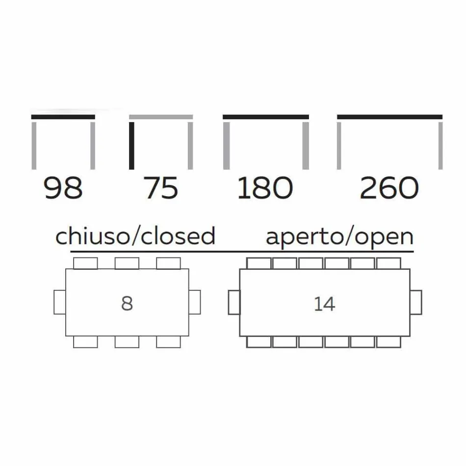 Mesa extensible hasta 260 cm en gres, mármol y madera Made in Italy - Malita Viadurini