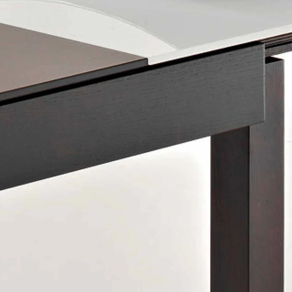 Mesa extensible de hasta 270 cm en vidrio y fresno Made in Italy - Homer Viadurini