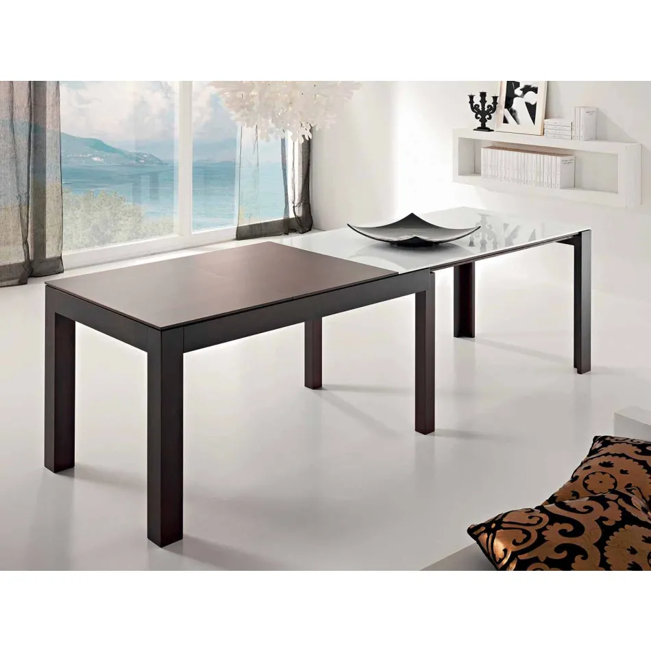 Mesa extensible de hasta 270 cm en vidrio y fresno Made in Italy - Homer Viadurini