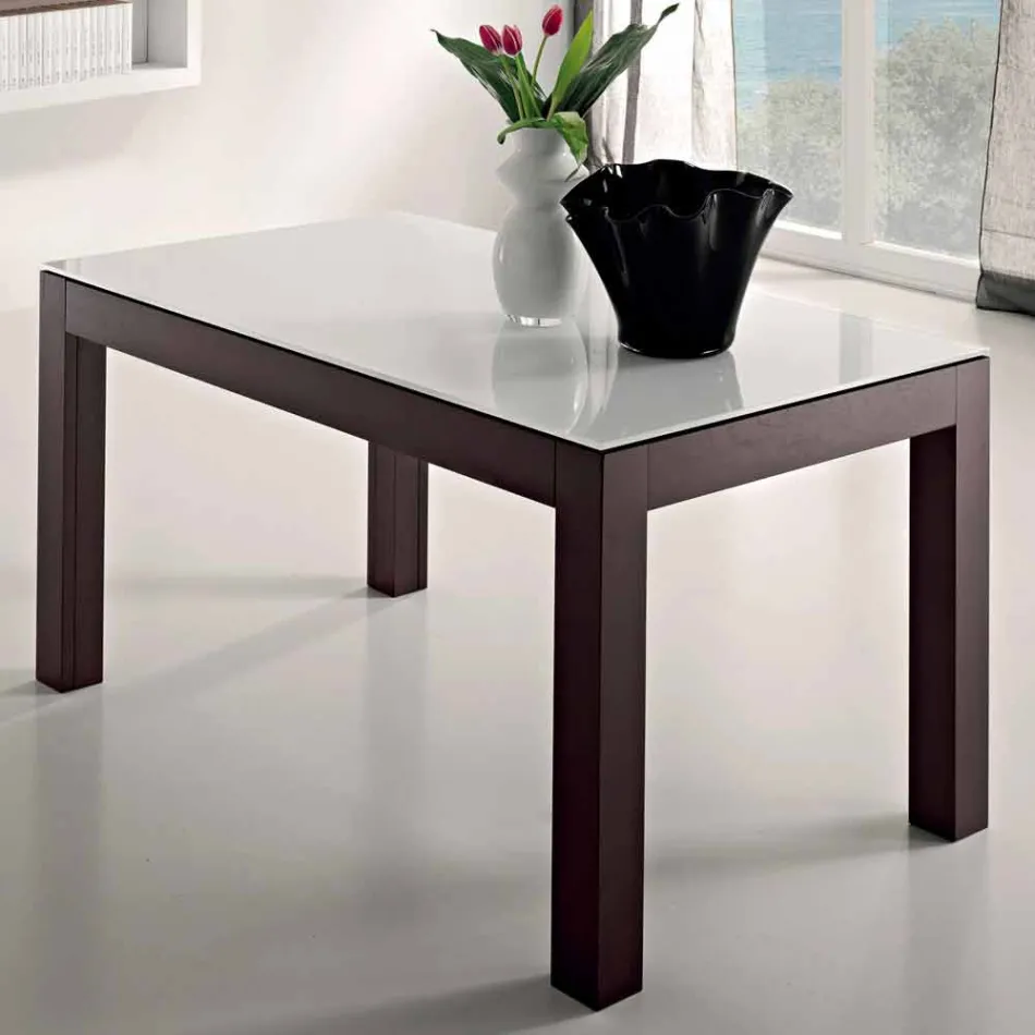 Mesa extensible de hasta 270 cm en vidrio y fresno Made in Italy - Homer Viadurini