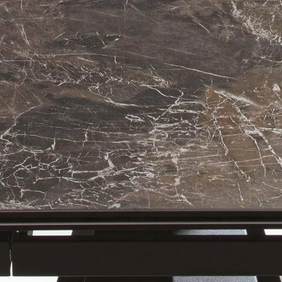 Mesa Extensible Hasta 280 cm en Acero y Cristal Cerámico Mate - Viterbo Viadurini