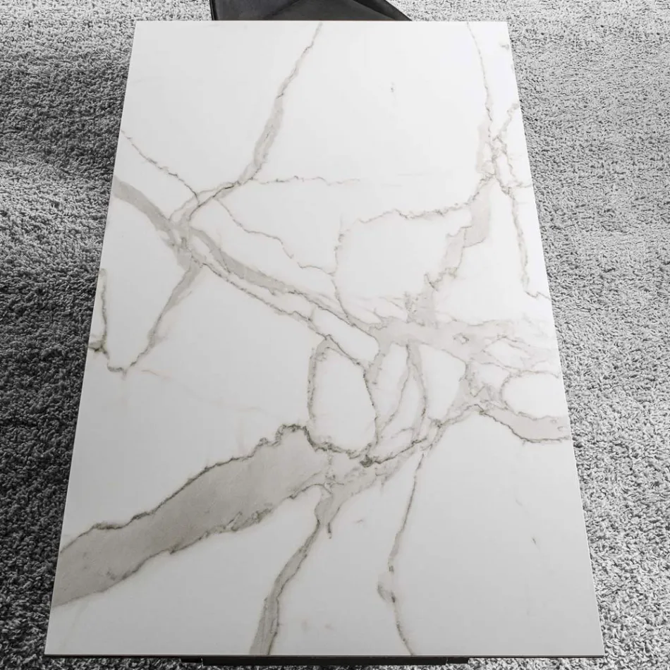 Mesa Extensible Hasta 280 cm en Acero y Cristal Cerámico Mate - Viterbo Viadurini