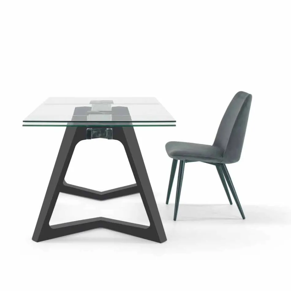 Mesa Extensible hasta 280 cm en Vidrio y Madera Chapada – Eugrafo Viadurini