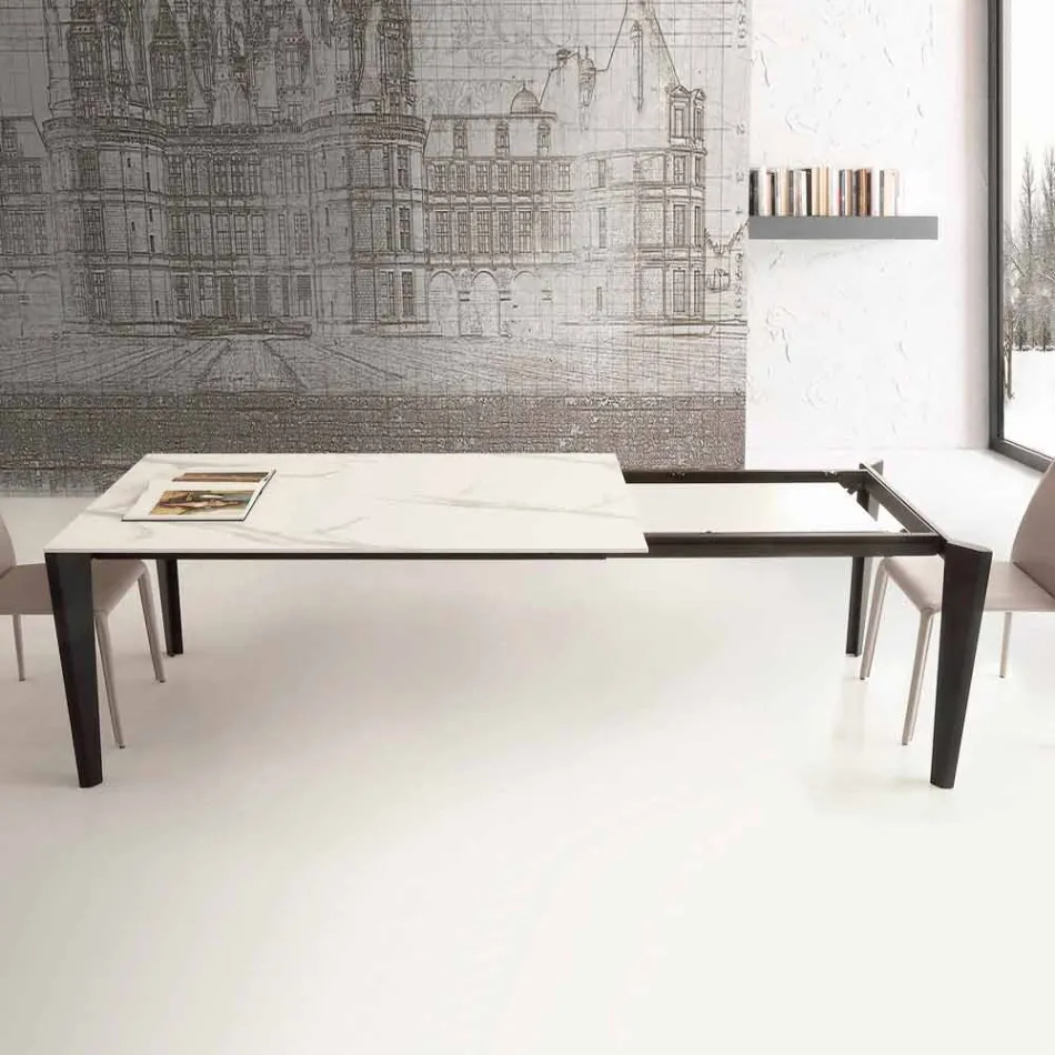 Mesa extensible hasta 290 cm en vitrocerámica Made in Italy - Polonio Viadurini