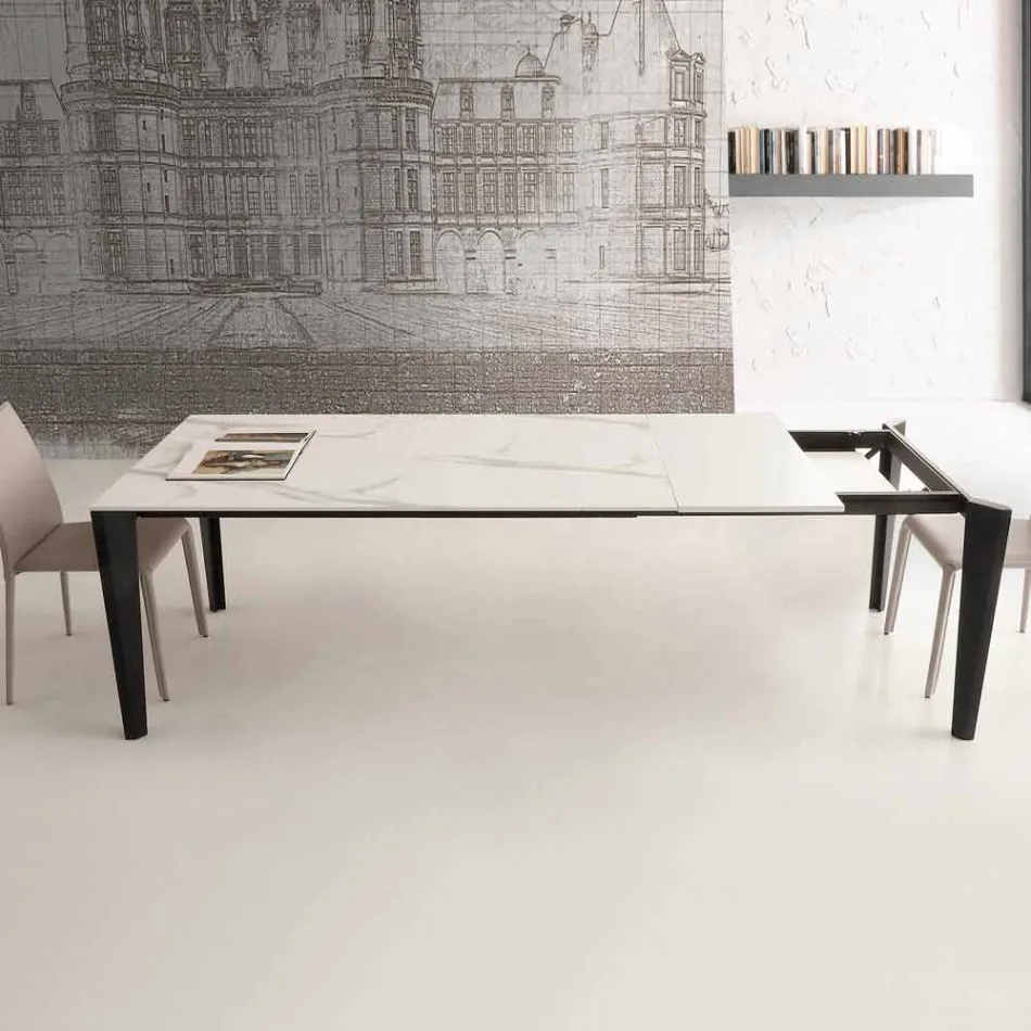 Mesa extensible hasta 290 cm en vitrocerámica Made in Italy - Polonio Viadurini