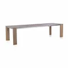 Mesa extensible hasta 300 cm en cerámica y patas de madera - Ipanemo Viadurini
