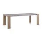 Mesa extensible hasta 300 cm en cerámica y patas de madera - Ipanemo Viadurini