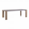 Mesa extensible hasta 300 cm en cerámica y patas de madera - Ipanemo