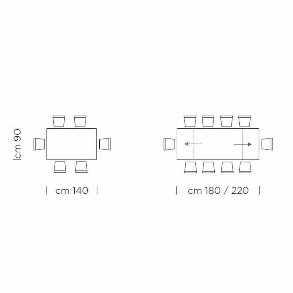 Mesa extensible hasta 300 cm en Fenix y acero Made in Italy - Settimmio Viadurini