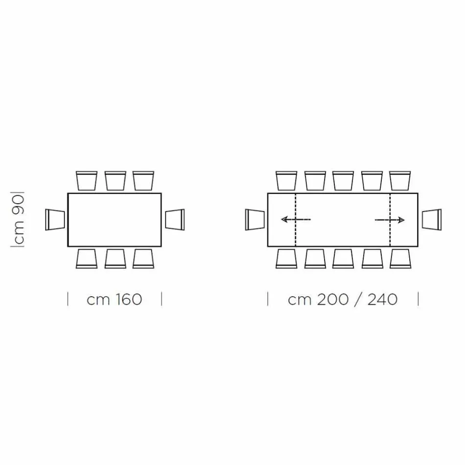 Mesa extensible hasta 300 cm en Fenix y acero Made in Italy - Settimmio Viadurini
