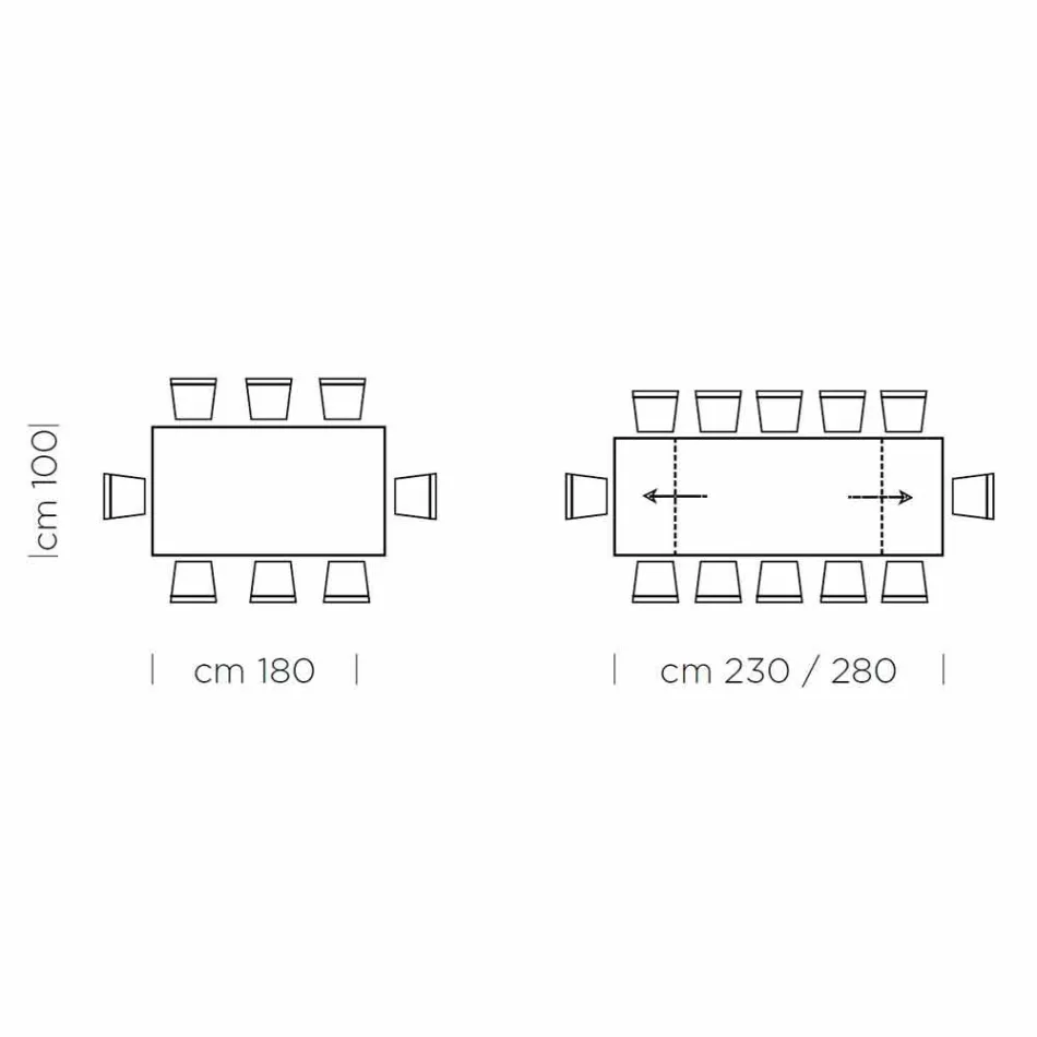 Mesa extensible hasta 300 cm en Fenix y acero Made in Italy - Settimmio Viadurini