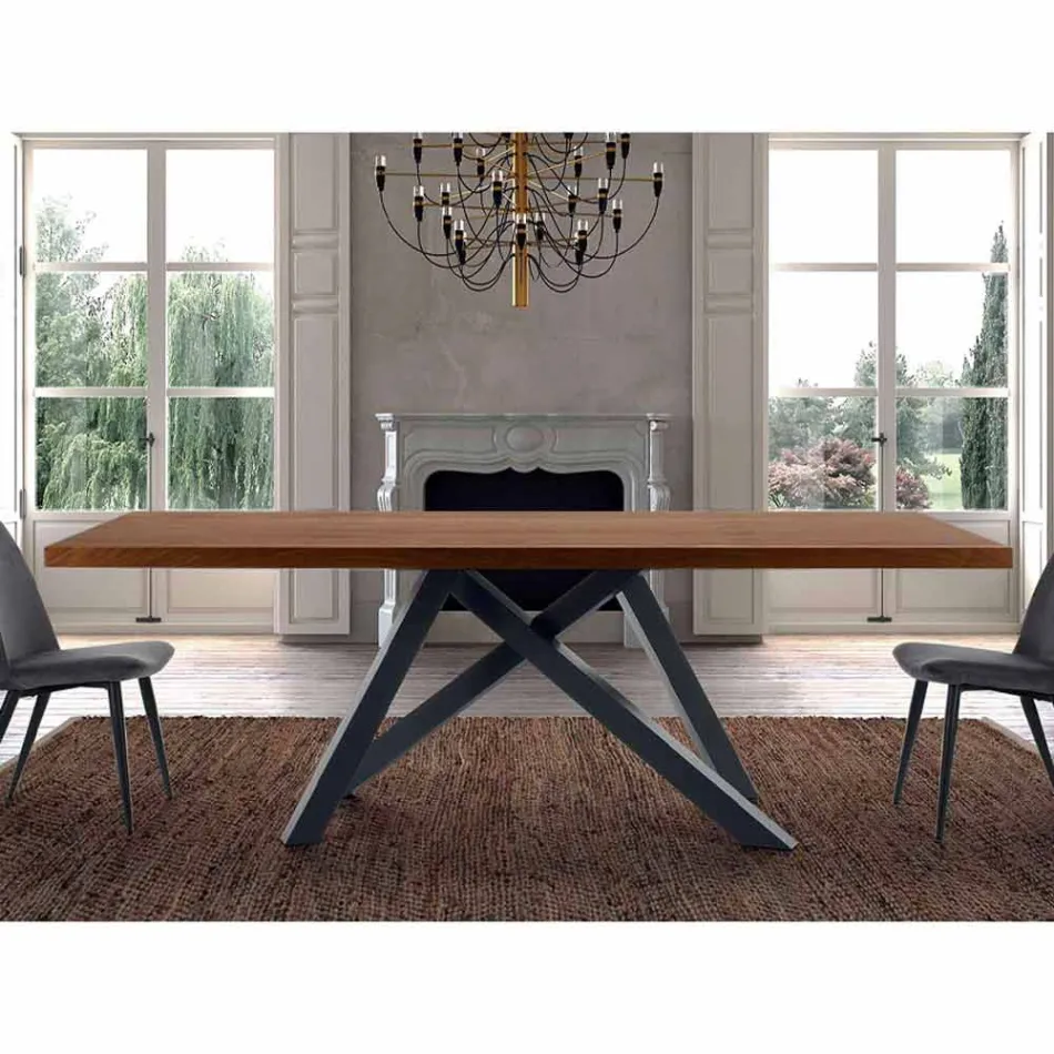 Mesa extensible hasta 300 cm en madera y acero Made in Italy - Settimmio Viadurini