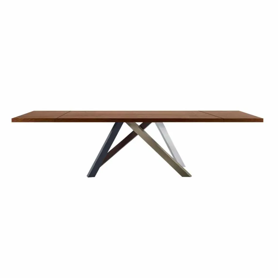 Mesa extensible hasta 300 cm en madera y acero Made in Italy - Settimmio Viadurini
