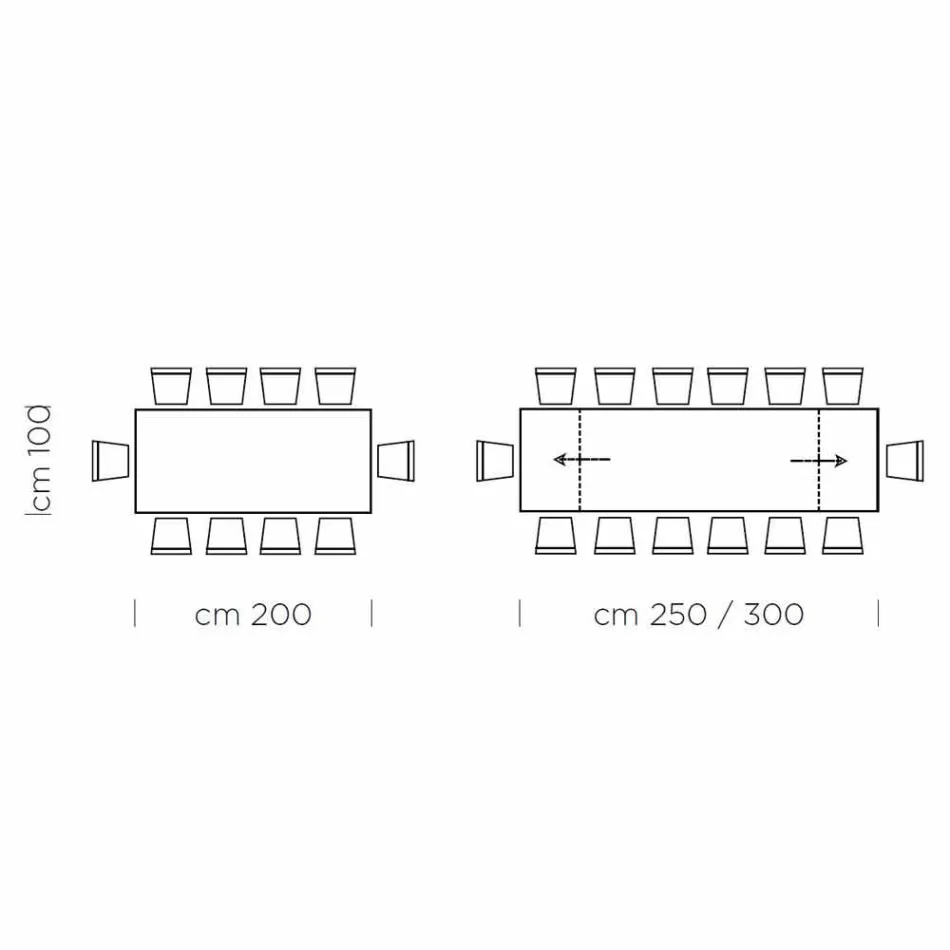 Mesa extensible hasta 300 cm en madera y acero Made in Italy - Settimmio Viadurini