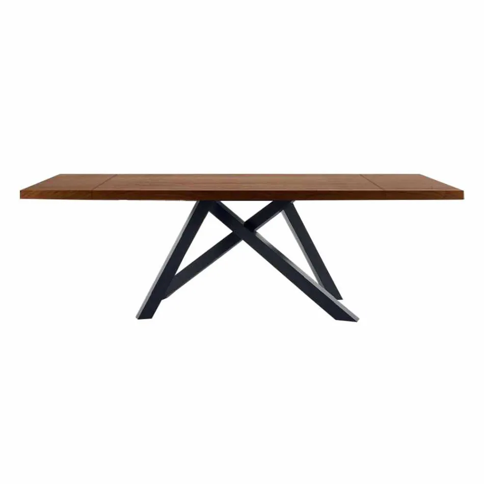 Mesa extensible hasta 300 cm en madera y acero Made in Italy - Settimmio Viadurini