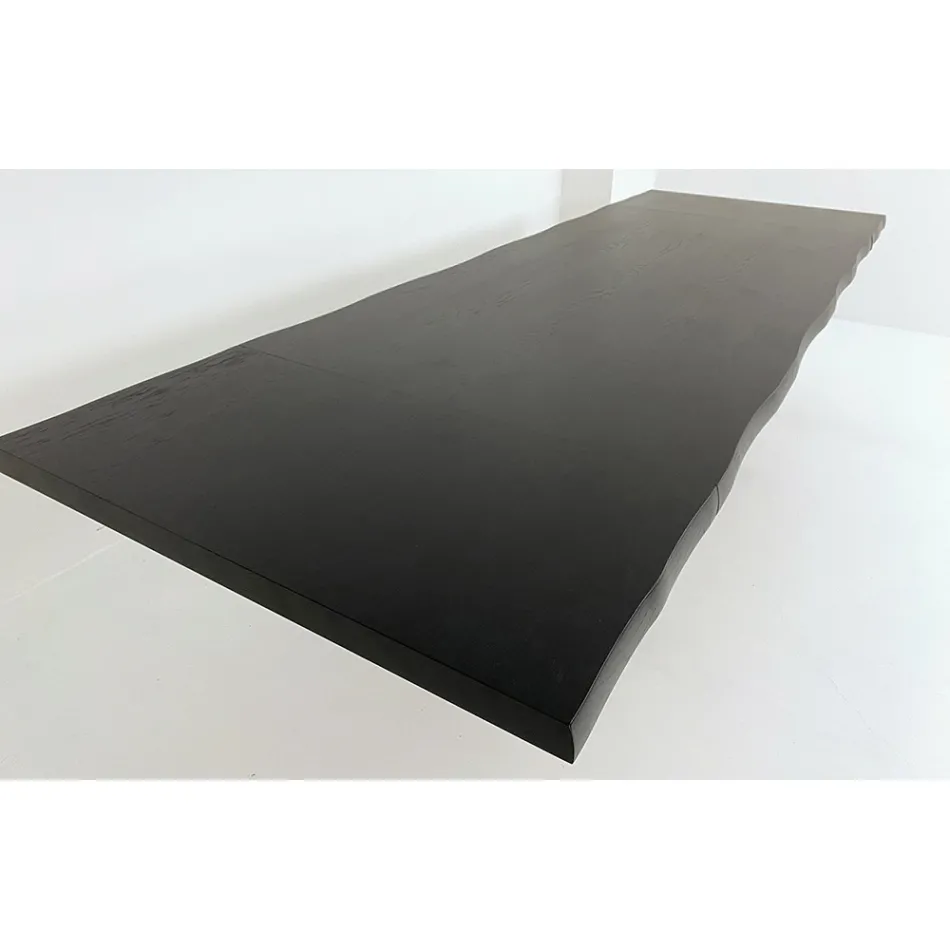 Mesa Extensible hasta 300 cm en Madera Chapada y Vidrio - Lágrima Viadurini