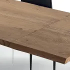 Mesa Extensible hasta 300 cm en Madera Chapada y Vidrio - Lágrima Viadurini