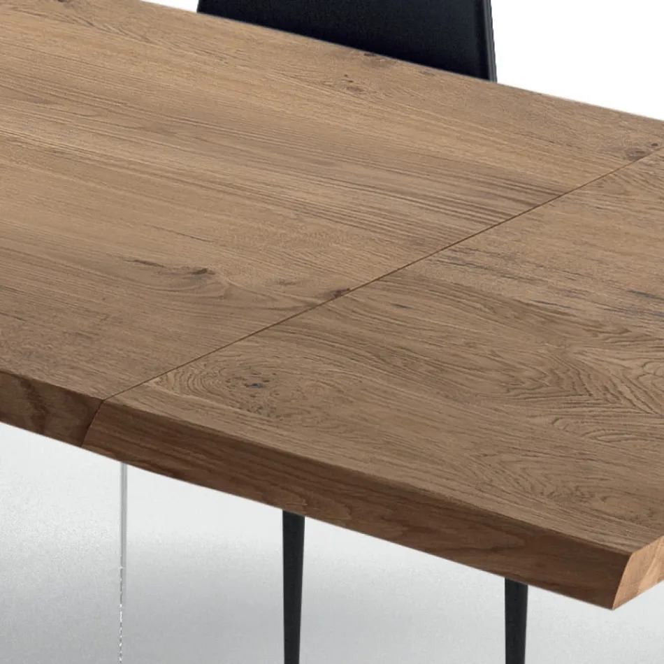 Mesa Extensible hasta 300 cm en Madera Chapada y Vidrio - Lágrima Viadurini