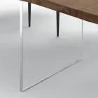 Mesa Extensible hasta 300 cm en Madera Chapada y Vidrio - Lágrima Viadurini