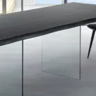 Mesa Extensible hasta 300 cm en Madera Chapada y Vidrio - Lágrima Viadurini