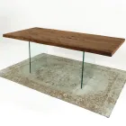 Mesa Extensible hasta 300 cm en Madera Chapada y Vidrio - Lágrima Viadurini
