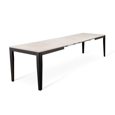 Mesa extensible hasta 316 cm en Melamina y Base Metálica - Incienso Viadurini