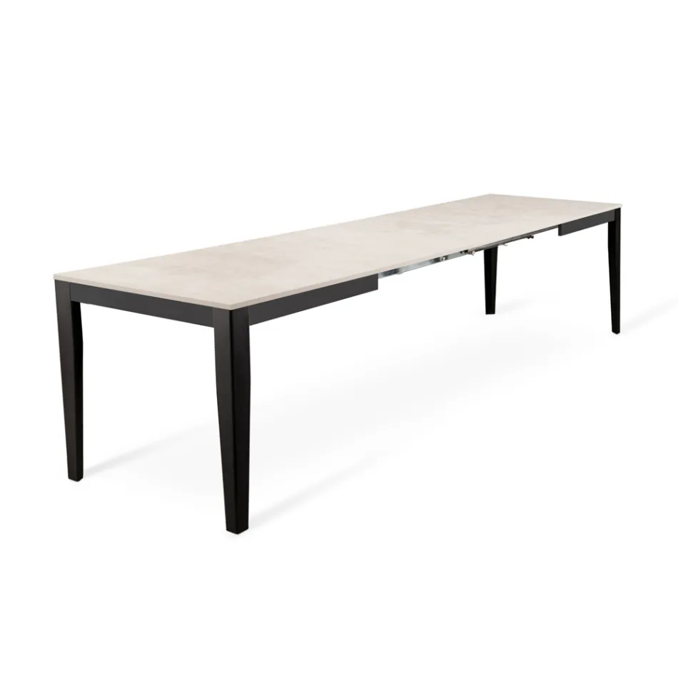 Mesa extensible hasta 316 cm en Melamina y Base Metálica - Incienso Viadurini
