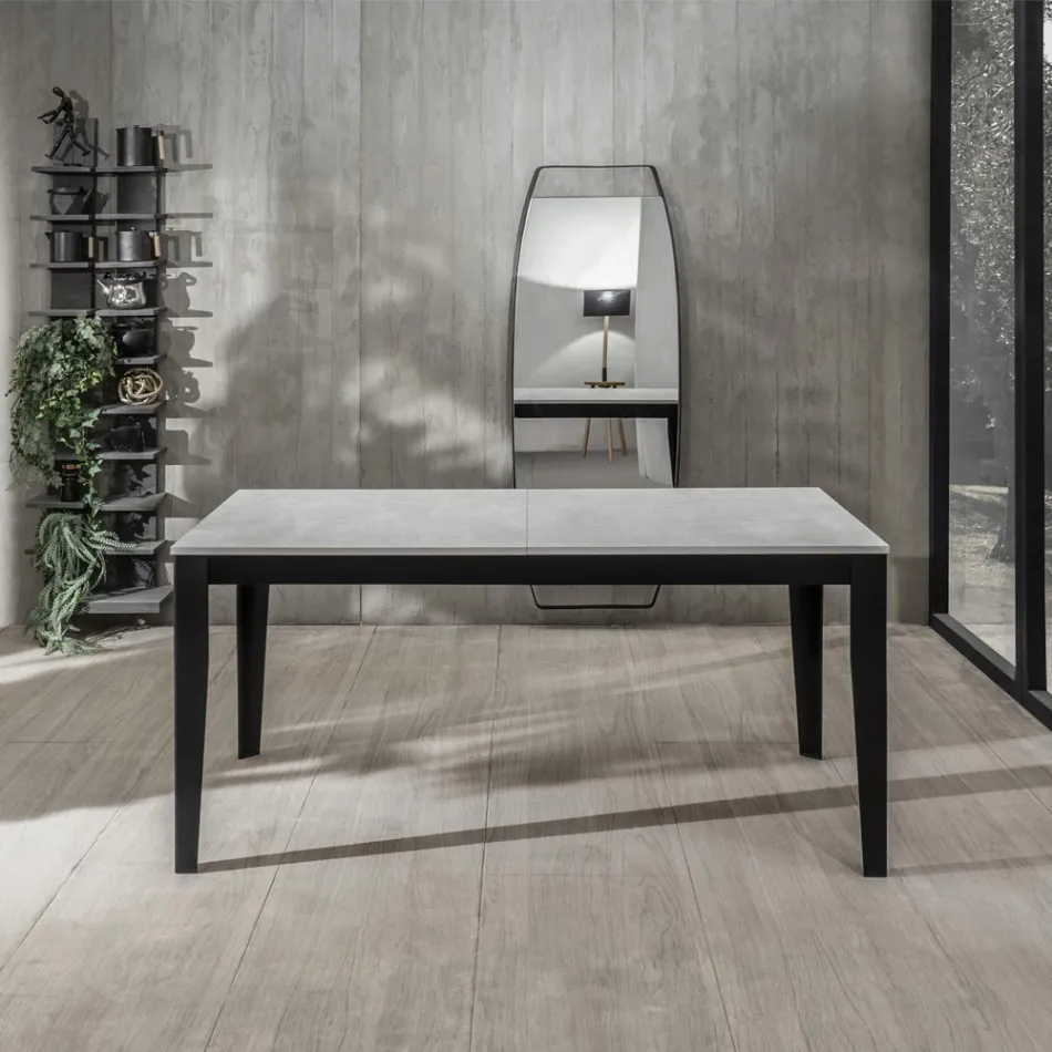 Mesa extensible hasta 316 cm en Melamina y Base Metálica - Incienso Viadurini