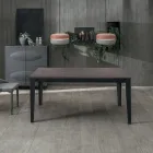 Mesa extensible hasta 316 cm en Melamina y Base Metálica - Incienso Viadurini