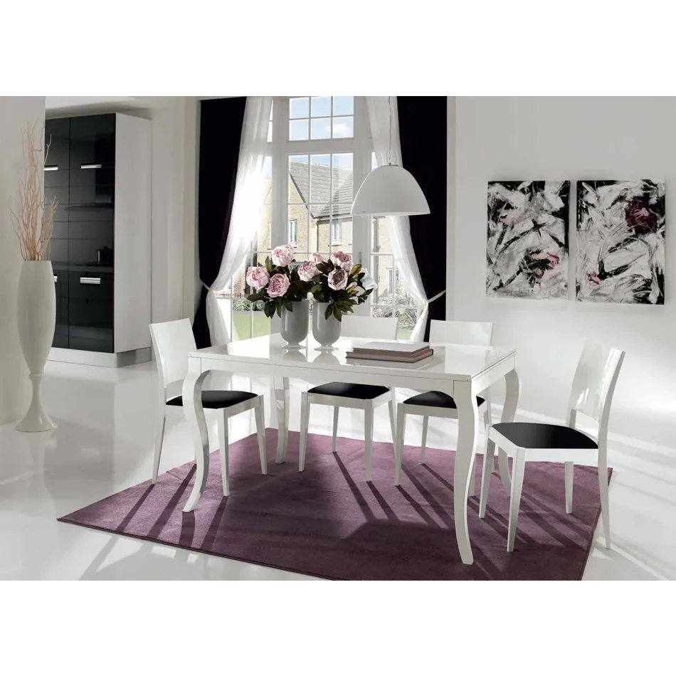 Mesa extensible hasta 350 cm en nogal Tanganika blanco brillante, Leomas Viadurini