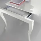 Mesa extensible hasta 350 cm en nogal Tanganika blanco brillante, Leomas Viadurini