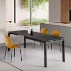 Mesa extensible en dos tamaños en metal y piedra efecto mármol - Morfeo Viadurini