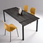 Mesa extensible en dos tamaños en metal y piedra efecto mármol - Morfeo Viadurini
