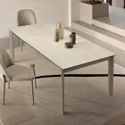 Mesa extensible de gres porcelánico con base de metal pintado - Arko Viadurini