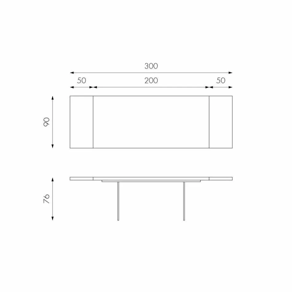 Mesa extensible en chapa de roble con patas de vidrio Nico Viadurini