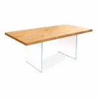 Mesa extensible en chapa de roble con patas de vidrio Nico Viadurini