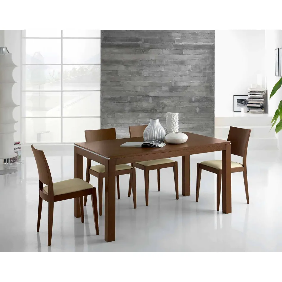 Mesa extensible en madera de fresno con bandas laterales en fresno - Ketla Viadurini