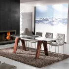 Mesa extensible en madera maciza y vidrio templado Chad Viadurini