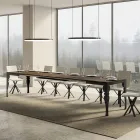 Mesa Extensible en Madera de Melamina y Bajo de Hierro Antracita - Sassone Viadurini