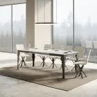 Mesa Extensible en Madera de Melamina y Bajo de Hierro Antracita - Sassone Viadurini