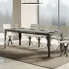 Mesa Extensible en Madera de Melamina y Bajo de Hierro Antracita - Sassone Viadurini
