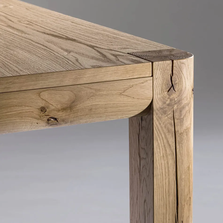 Mesa extensible en tablero de bloques y patas cuadradas Made in Italy - Rillian Viadurini