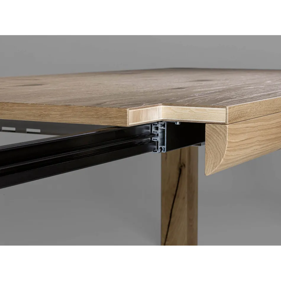 Mesa extensible en tablero de bloques y patas cuadradas Made in Italy - Rillian Viadurini