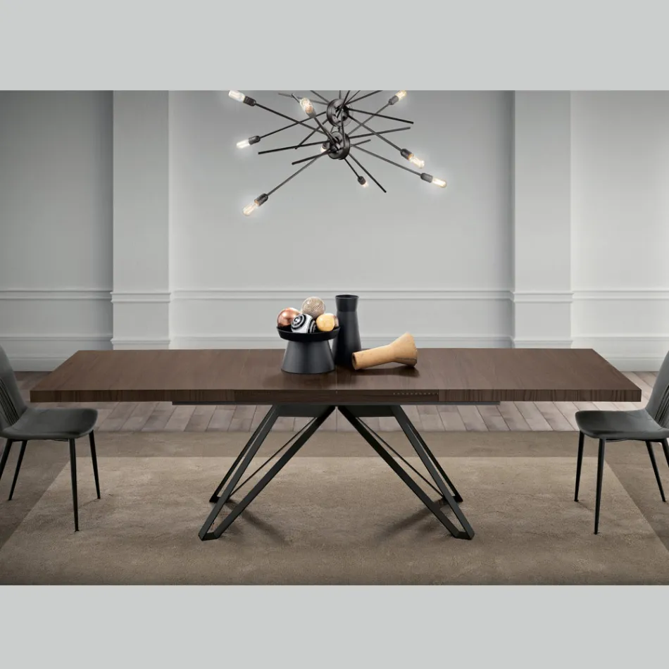 Mesa plegable extensible de metal y melamina Made in Italy - Meluso Viadurini