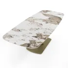 Mesa extensible de metal y tapa de cerámica acabado mármol ónix - Marche Viadurini