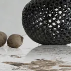 Mesa extensible de metal y tapa de cerámica acabado mármol ónix - Marche Viadurini