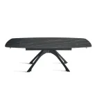 Mesa metálica extensible con tablero de gres porcelánico efecto mármol - Vittorio Viadurini