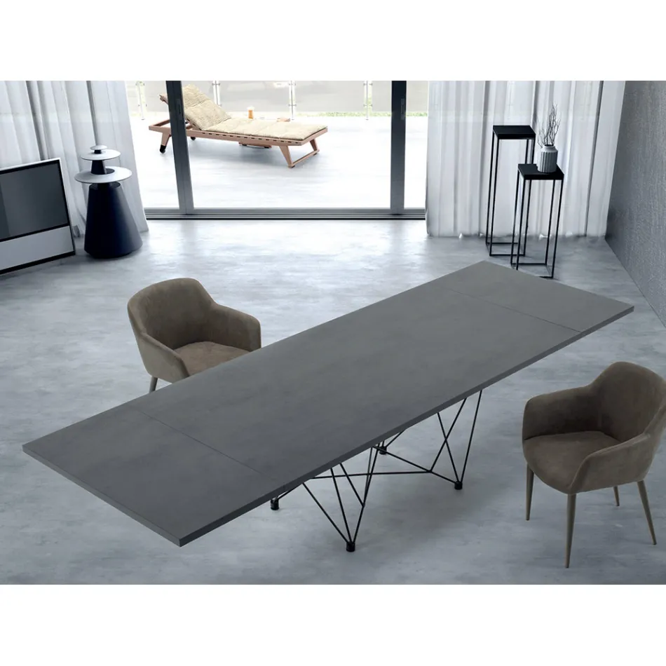 Mesa extensible moderna de 14 plazas con tapa laminada Made in Italy - Ezzellino Viadurini