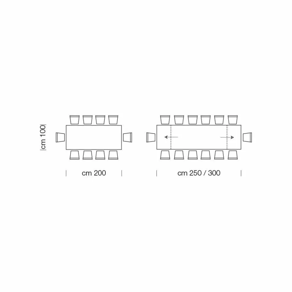 Mesa extensible moderna de 14 plazas con tapa laminada Made in Italy - Ezzellino Viadurini