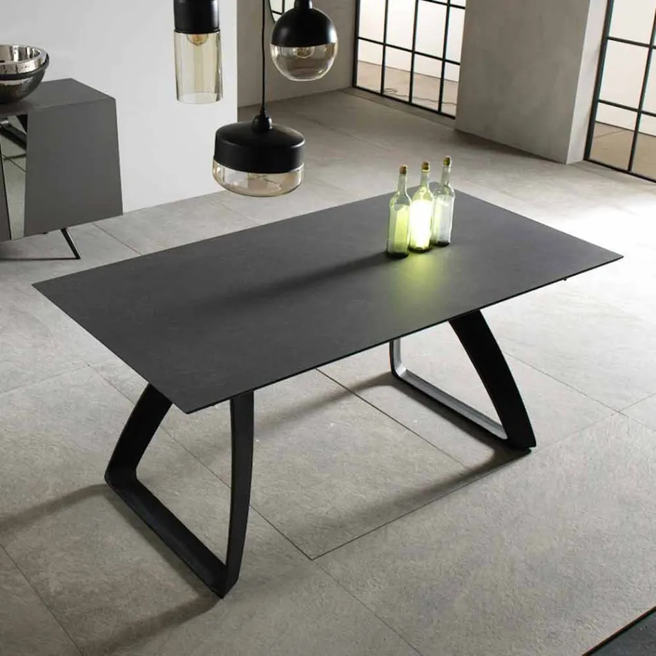 Mesa extensible moderna con patas de metal, Villongo Viadurini